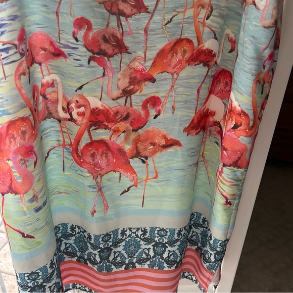 Anthropologie Dream Daily Flamingo Shift Dress Sz M Resortwear Beach Colorful - Picture 2 of 10